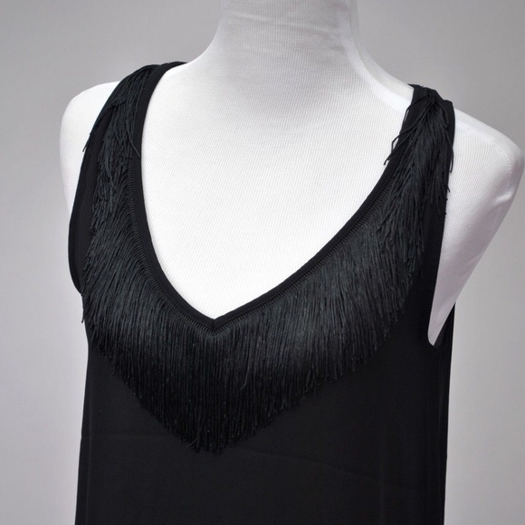 NWOT Express Black Fringe Tank Top - Picture 2 of 8